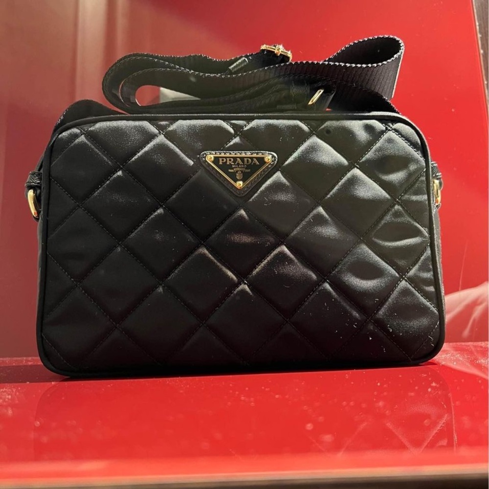 Prada Black Quilted Crossbody Bag with Gold Hardware